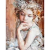 Pensive Girl Mint Decoupage Paper - Image 4